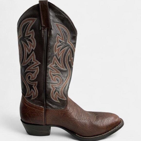 Cowtown Vintage Men's Leather Embordered Brown Western Cowboy Boots Size 9.5 - Picture 6 of 14